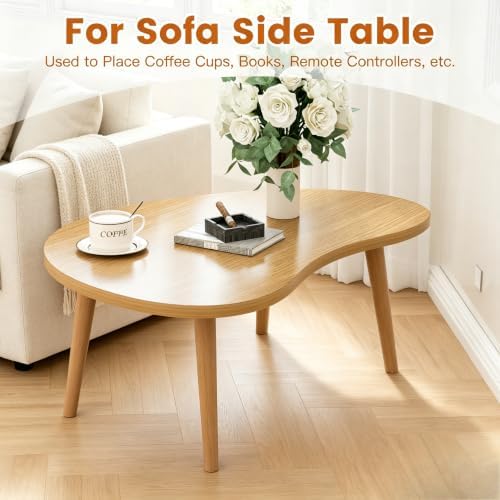 Small Coffee Table, Low Table with Solid Wood Legs, 23.6" Mini Mango Accent Table Side End Table, Floor Table Desk for Sitting on The Floor, Coffee Tea Table for Living Room, Dorm, Apartment, Natural - Image 4