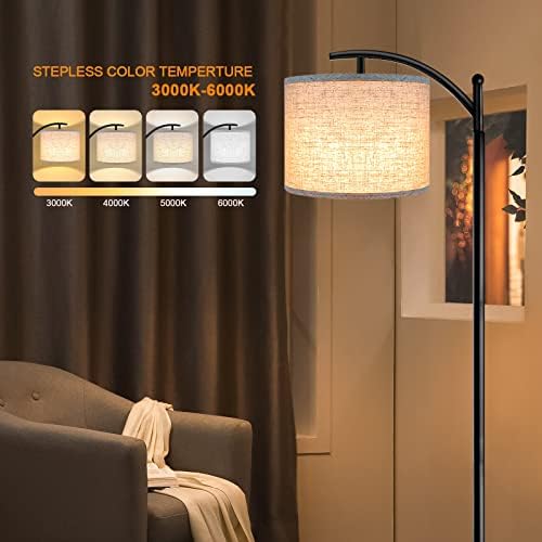 ROTTOGOON Floor Lamp for Living Room, 4 Color Temperature LED Floor Lamp with Remote Control & Foot Switch, LED Bulb Included, Modern Standing Lamp for Bedroom, Study Room, Office - Black - Image 2