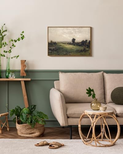 InSimSea Framed Canvas Wall Art Vintage Decor, Large Wall Art, Wild Field Landscape Painting Prints, Cottagecore Wall Decor for Living Room, Bedroom, Bathroom, Office Decorations, 20"x30" - Image 3