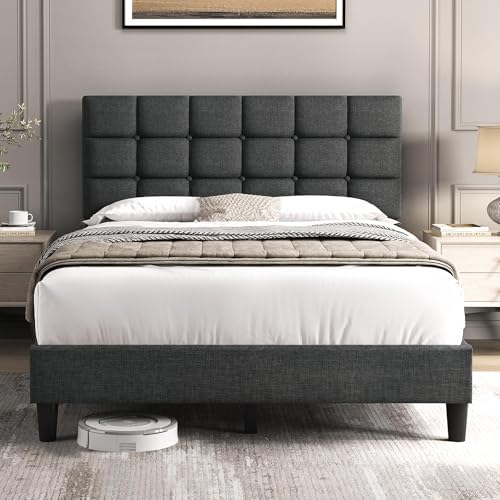 Yaheetech Full Size Upholstered Tufted Bed Frame with Headboard by Yaheetech