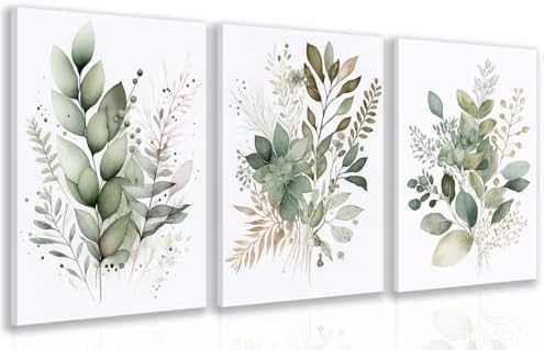 LLEEMPI Framed Sage Green Botanical Wall Art Set of 3, 12x16 Inch Prints by Unknown
