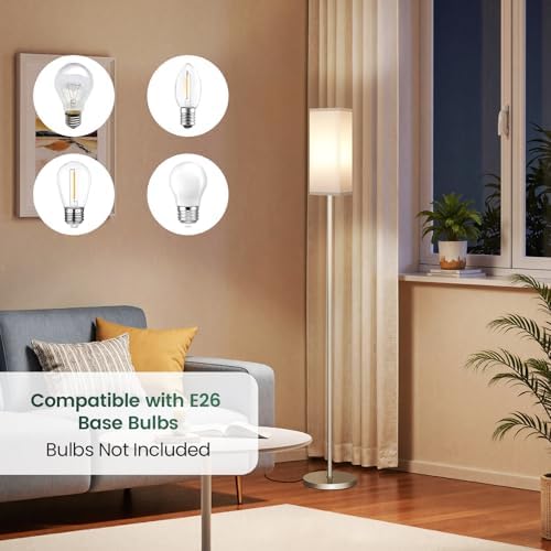 2Pack Floor Lamp, Pole with Foot Switch, Modern Standing Lamp Lamp, Minimalist Freestanding Lamp (Bulb Not Included), for Living Room, Bedroom Office ETL Listed, Silver and White,SCW07LDP205 - Image 4