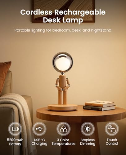 Rechargeable Cordless Desk Lamp, Touch Nightstand lamp, Dimmable - Image 2