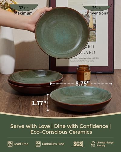 Pokini Stoneware Dinnerware Sets for 4, 16pcs Plates and Bowls Sets Dishes - Image 2
