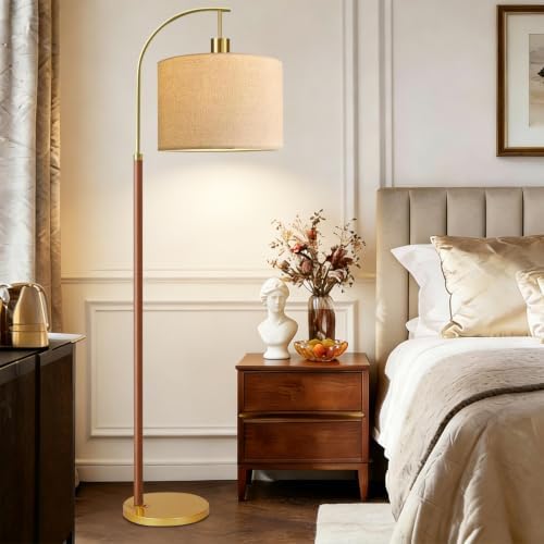 Wood Floor Lamps for Living Room Arc Floor Lamp with Remote Control,Dimmable Farmhouse Floor Lamp Mid Century Modern Standing Lamp with 3 Color Temperature Tall Vintage Floor Lamp For Bedroom Corner - Image 6