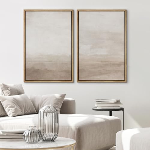 SIGNWIN Framed Canvas Print Wall Art Abstract Wave Pattern Modern Art Minimalist Neutral Decor for Living Room, Bedroom, Office - 16"" x24 x2 Natural - Image 3