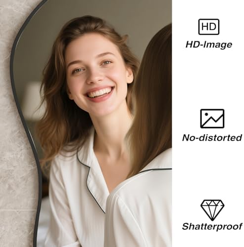 Irregular wall Mirror 26"x46" Black Asymmetrical Mirror - Image 4
