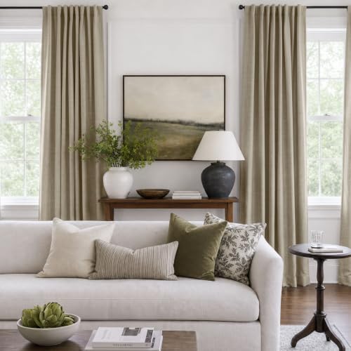 Faux Linen Total Blackout Curtains for Bedroom 108 Inches Long, Plaza Taupe - Image 3