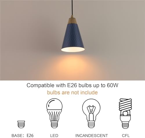 Dijiahua Blue Kitchen Pendant Lighting Over Island 3 Pack,Small Modern Farmhouse Chandeliers Navy Hammered Metal Shade,Mini Vintage Adjustable Cord Hanging Ceiling Lamp Fixtures Over Sink - Image 6