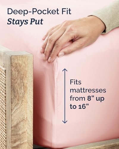 Full XL Sheets - 4 Piece Full XL Sheet Set - Cool & Breathable - Baby Pink - Image 4