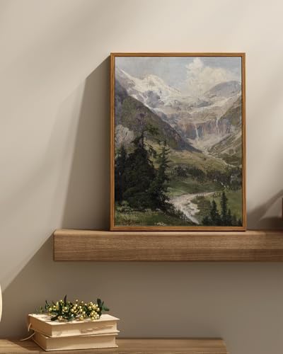 InSimSea Framed Canvas Wall Art Vintage Decor, Mountain Pictures Living Room Decor Aesthetic, Bedroom Bathroom Summer Landscape Wall Pictures, 12"x16" - Image 3