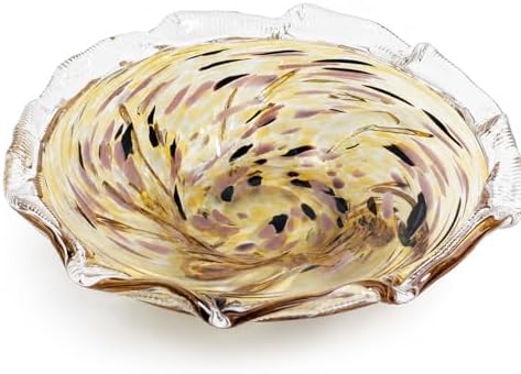 Hand Blown Glass Bowl Decorative Dish Fruit Bowl Home Decor by Unknown