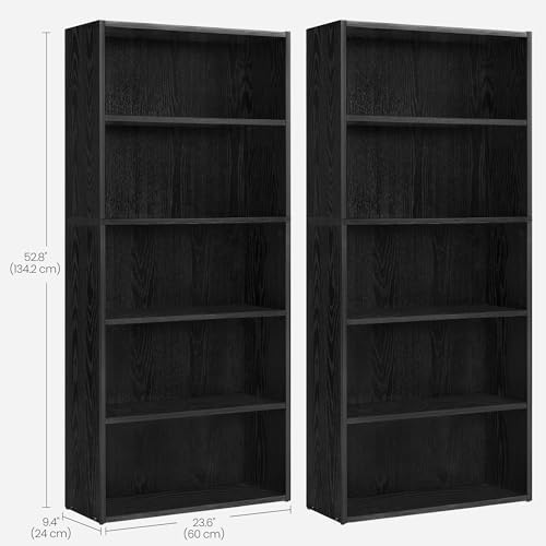 VASAGLE Set of 2 Bookshelves, 5-Tier Open Adjustable Storage Shelves - Image 3