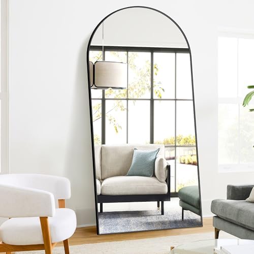 Arched Full Length Mirror, 75"x35" Standing Body Mirror for Wall, Black - Image 6