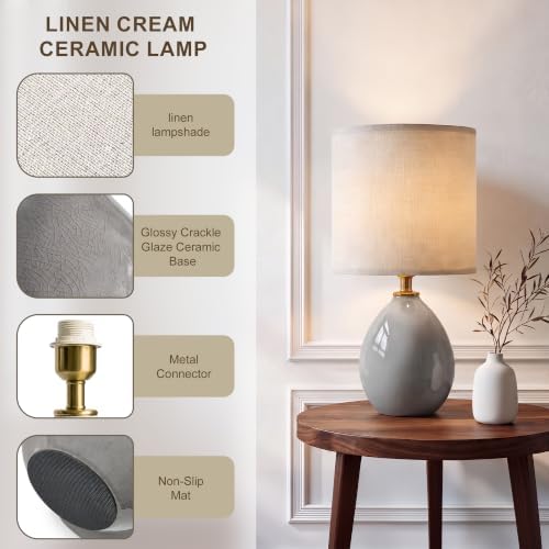 Dawnwake 17.7" Ceramic Table Lamps Set of 2 for Living Room Bedroom, Grey - Image 4