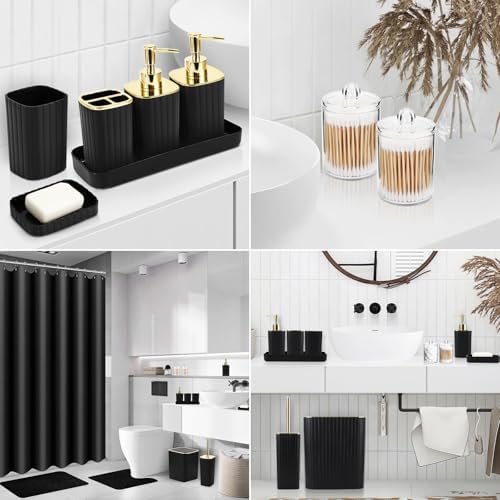 XLHOMO 26PC Bathroom Accessories Set - Gorgeous Black Bathroom Set, Bathroom Accessory Set, Black Shower Curtain Set with Bathtub Mats for Shower Tub - Image 5