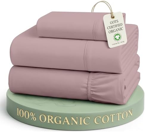 LANE LINEN Twin Sheet Set 100% Organic Cotton 3pc Percale Cooling - Lilac by LaneLinen