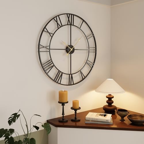 Cuspin Large Wall Clock 30 Inch for Living Room Decor, Black Roman Numeral - Image 3