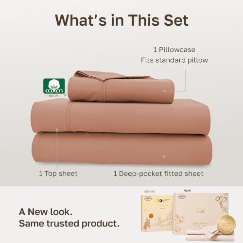 California Design Den 100% Cotton Sateen Twin Bed Sheets, 3 Pc Set - Image 3