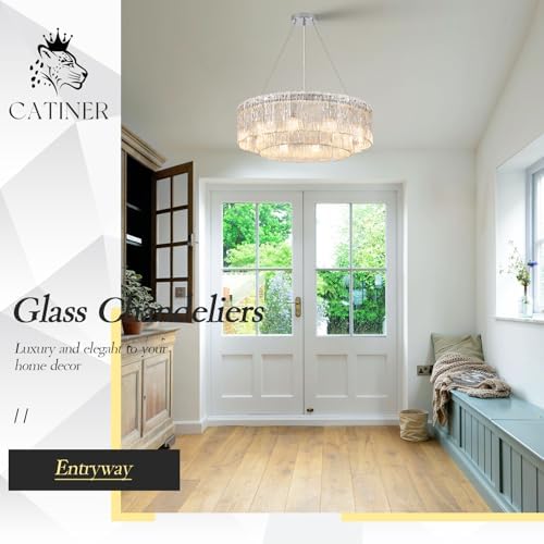CATINER Modern 24" Crystal Glass Chandelier 10-Light Chrome Chandeliers - Image 5