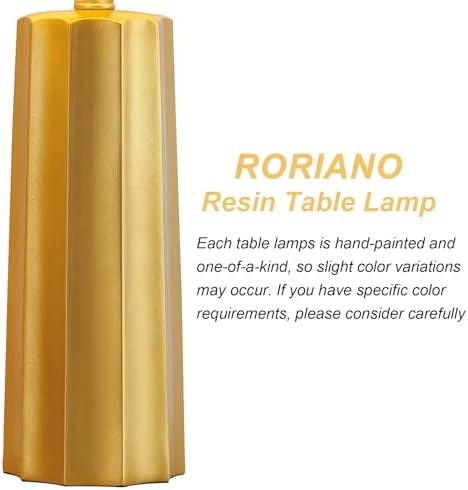 Set of 2 Modern Table Lamps for Living Room Bedroom, Gold Nightstand Resin Lamps with Black Grid Shade, Contemporary Desk Lamps for Bedside End Tables, 2 Bulbs Included (Gold) - Image 3
