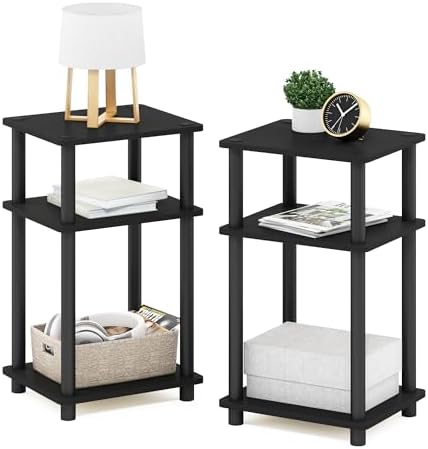 Furinno JUST Toolless 3-Tier Side Table Set of 2, Open Shelf, Americano by Furinno-FitsYourSpaceFitsYourBudget