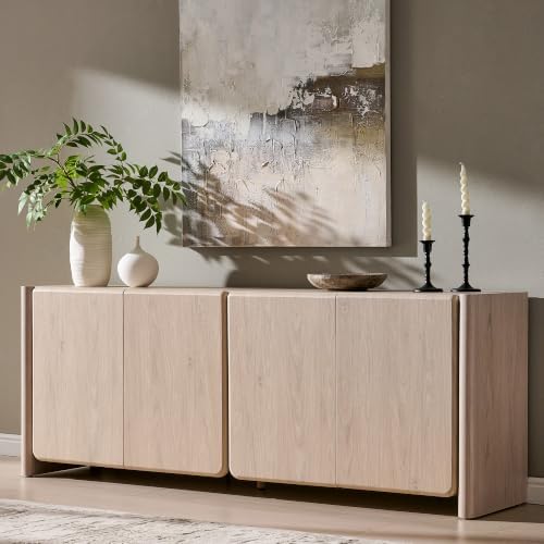 66" Modern Buffet Cabinet w/Storage, Large Sideboard, Cream by ALLTUFOYourDailyEssential