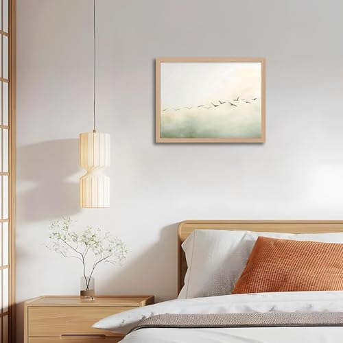 skysoon Minimalist Bird Wall Art, Neutral Abstract Landscape Canvas Print - Image 3