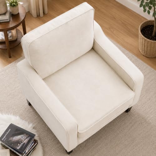 Weture Mid-Century Accent Chair, Beige Armchair Living Room Chairs - Image 5