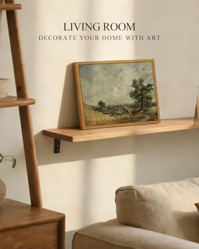 InSimSea Framed Canvas Wall Art, Vintage Landscape Painting, Rustic Nature Scenery Decor for Living Room Shelf Hallway,10x8 in, Earth Tones - Image 3