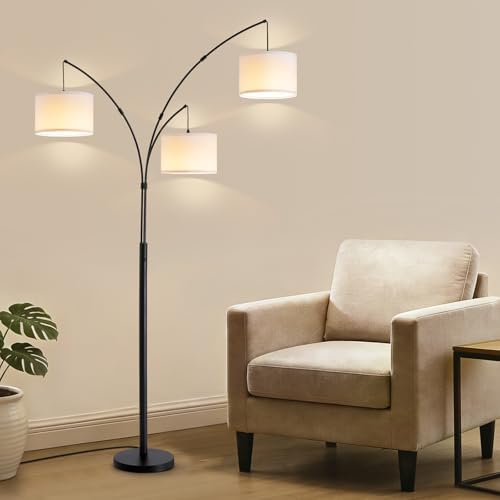 Netin 3 Light Arc Floor Lamps for Living Room, Large Floor Lamp with Remote Control, Modern 80" Tall Standing Lamp, 3 Color Temperature, Mid Century Tree Floor Lamp for Bedroom, Office - Image 2