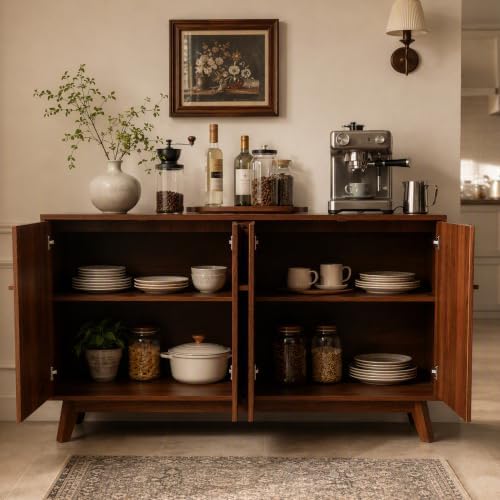 knoworld 59" Sideboard Buffet Cabinet with Storage, Modern Credenza, Brown - Image 5