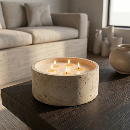 5-Wick Scented Candle-Vanilla & Cinnamon & Milk,Soy Coconut Wax Blend Candle with Acacia Wood Lid,44oz Large Candle,55-Hour Long Burning,Aromatherapy Candle for Home Decor - Image 4