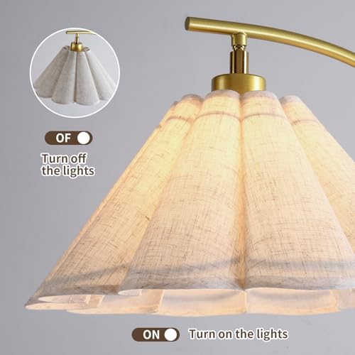 Floor Lamp with Pleated Linen Lampshade, Modern Flower Floor Lamp for Living Room Arc Standing Lamp, Gold Tall Lamp for Bedroom Office Dining Room, E26 Bulb Included - Image 6
