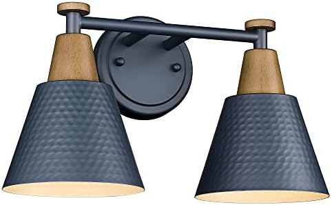 FEMILA 2-Light Bathroom Light Fixtures, Modern Bathroom Vanity Light with Hammered Metal Shade, Dark Blue Sconces Wall Lighting for Mirror Kitchen Bedroom, 4FG59B-2W Blue by FEMILA