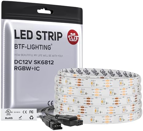 BTF-LIGHTING RGB+Warm White SK6812 LED Strip 16.4FT 150LED IP65 DC12V by BTF-LIGHTING