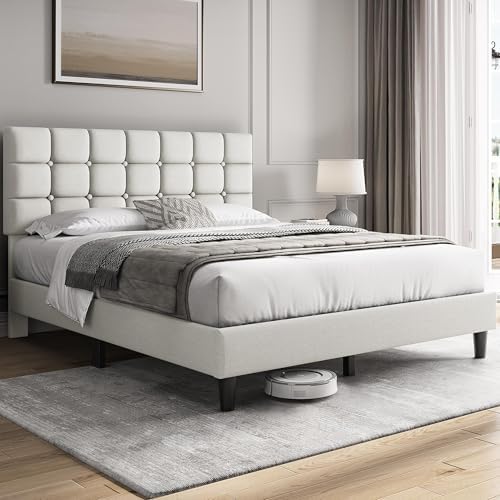 Yaheetech Queen Size Upholstered Tufted Bed Frame with Headboard - Image 3