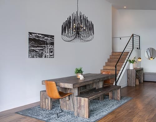 TOCHIC Modern Farmhouse Chandelier for Dining Room 36", Large Vintage Black Wood Chandeliers Light for Living Room, Rustic Pendant Lighting Fixture Ceiling Hanging for Foyer Bedroom Entryway - Image 5