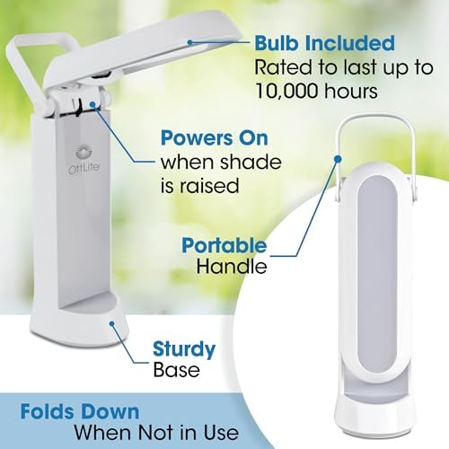 OttLite 13-Watt Folding CFL Task Lamp with Handle, White - Image 3