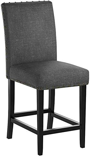 Biony Gray Fabric Counter Height Stools with Nailhead Trim, Set of 2 - Image 5