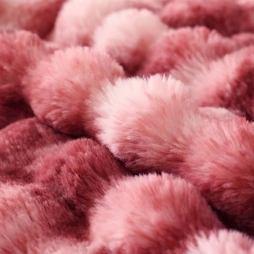COOVA Soft Bubble Faux Fur Throw Blanket, 50"x60", Tie-dye Magenta - Image 5