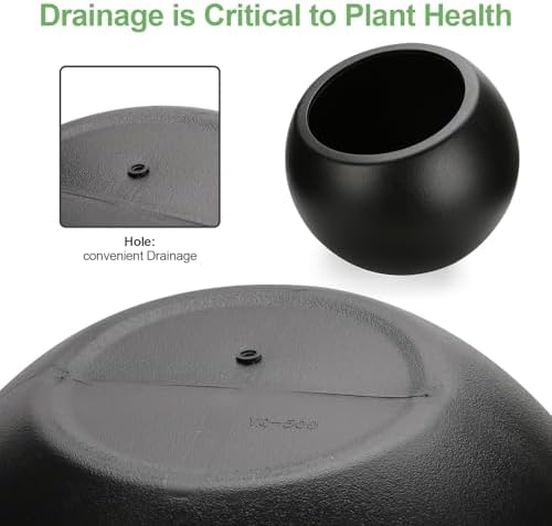 Large Round Planter,Planters for Indoor Plants & Outdoor,Durable Plastic Material Sphere Planter with Drainage Hole & Rubber Plug Weather Resistant,Plant Pot - Image 3