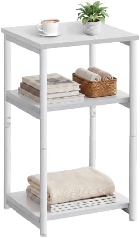 VASAGLE Side Table, Small End Table, Tall Nightstand, Steel Frame by VASAGLEbySONGMICSHOME