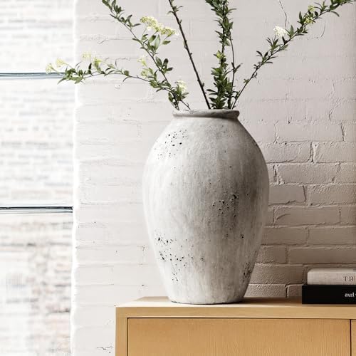 LE TAUCI Ceramic Flower Vase, 13.2 Inch Large Wabi-Sabi Vase, Tall Floor Vase for Home Decor, Living Room Table & Mantel Centerpiece, Watertight & Sturdy, Weathered Stone Greige by LETAUCI