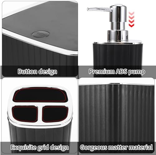 XLHOMO Black Bathroom Set, Bathroom Set with Shower Curtain and Rugs - Image 7