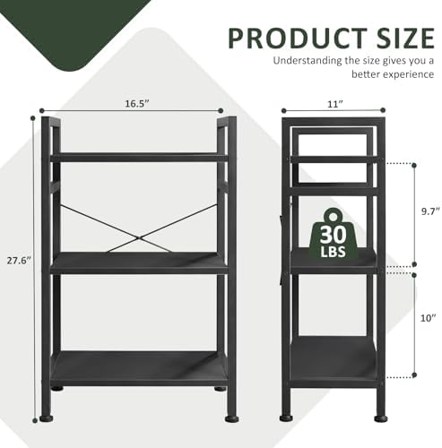 3 Tier Bookshelf, Free Standing Bookcase with Open Storage Shelves - Image 3