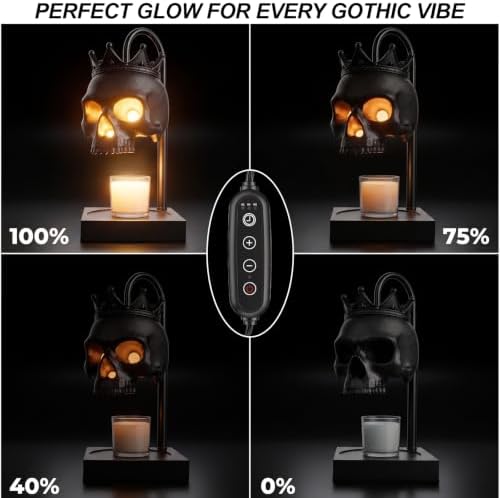 Skull Candle Warmer Lamp with Timer & Dimmer, Adjustable Height, 2 Bulbs - Image 4