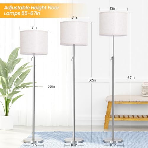 Floor Lamp Height Adjustable with Remote for Living Room and Bedroom Silver - Image 3
