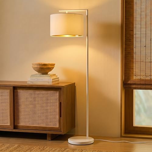 Brightech Montage Modern Floor Lamp - LED Standing Lamp with Adjustable Color Changing Bulbs for Living Rooms & Offices - Tall Corner Bedroom Reading Light for Contemporary Home Decor - Cream and Gold - Image 5