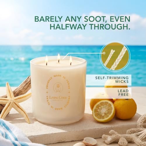 Coastal Breeze - Yuzu & Sea Salt Pure Beeswax Candle – 90+ Hours Long Burning Classically Designed Non-Toxic Scented Candles for Home Decor with Natural Fragrance 15 oz - Image 3